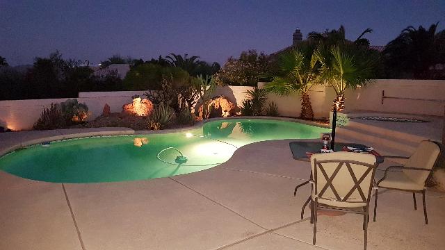 Lighted pool & desert area
