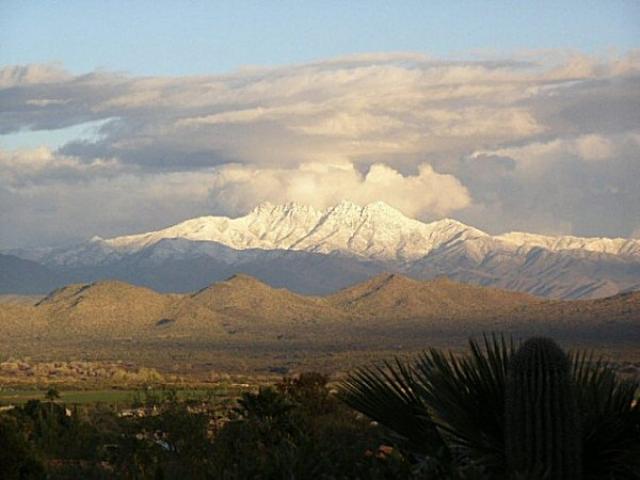 Snow covered Four Peaks